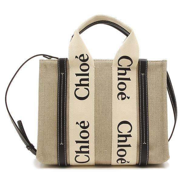 クロエ トートバッグ ショルダーバッグ ウッディ 2WAY ミニバッグ ベージュ ブラック レディース CHLOE CHC22AS397I26 91J 詳細画像