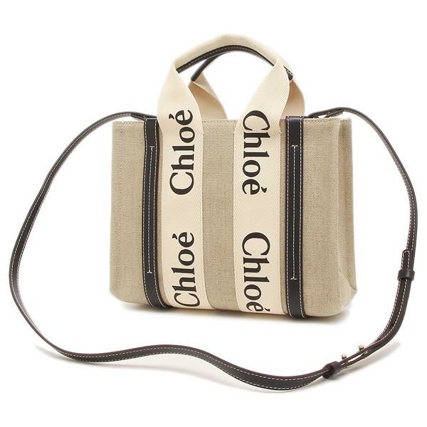 クロエ トートバッグ ショルダーバッグ ウッディ 2WAY ミニバッグ ベージュ ブラック レディース CHLOE CHC22AS397I26 91J 詳細画像