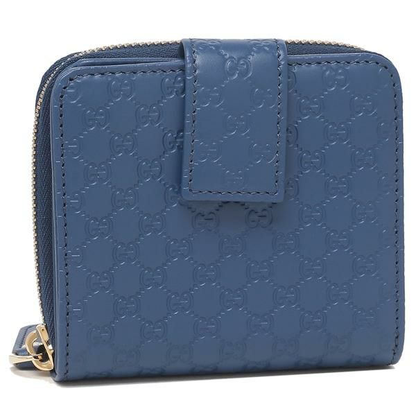 グッチ アウトレット 二つ折り財布 GGレザー ミニ財布 ブルー レディース GUCCI 449395 BMJ1G 4231 詳細画像