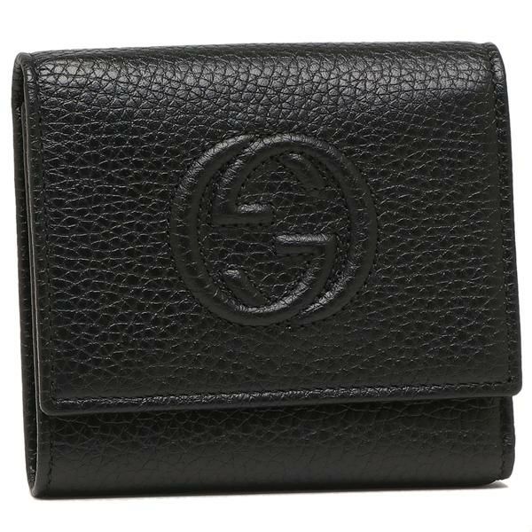 グッチ アウトレット 三つ折り財布 GGレザー ミニ財布 ブラック レディース GUCCI 598207 A7M0G 1000