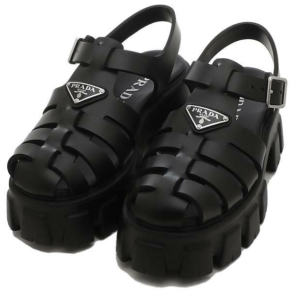 プラダ サンダル モノリス フォームラバー トライアングルロゴ ブラック レディース PRADA 1X853M 3LKK 055 F0002