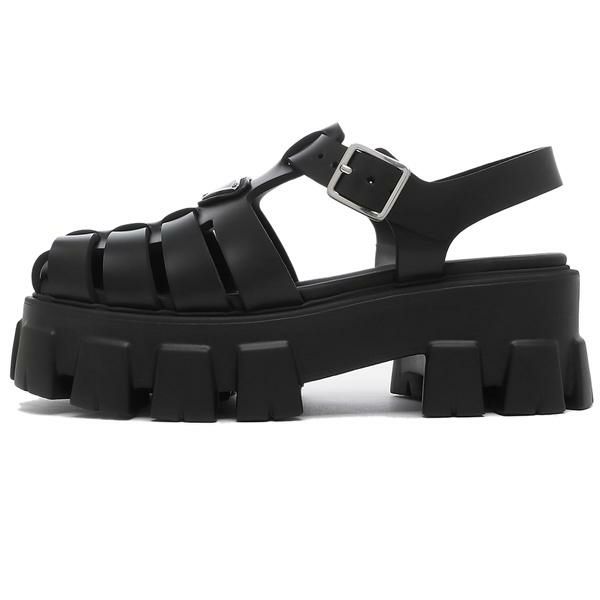 プラダ サンダル モノリス フォームラバー トライアングルロゴ ブラック レディース PRADA 1X853M 3LKK 055 F0002 詳細画像