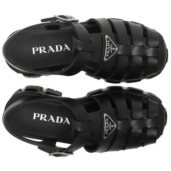 プラダ サンダル モノリス フォームラバー トライアングルロゴ ブラック レディース PRADA 1X853M 3LKK 055 F0002 詳細画像