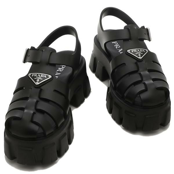 プラダ サンダル モノリス フォームラバー トライアングルロゴ ブラック レディース PRADA 1X853M 3LKK 055 F0002 詳細画像