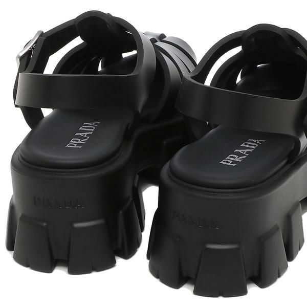 プラダ サンダル モノリス フォームラバー トライアングルロゴ ブラック レディース PRADA 1X853M 3LKK 055 F0002 詳細画像