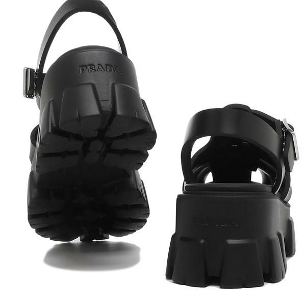 プラダ サンダル モノリス フォームラバー トライアングルロゴ ブラック レディース PRADA 1X853M 3LKK 055 F0002 詳細画像