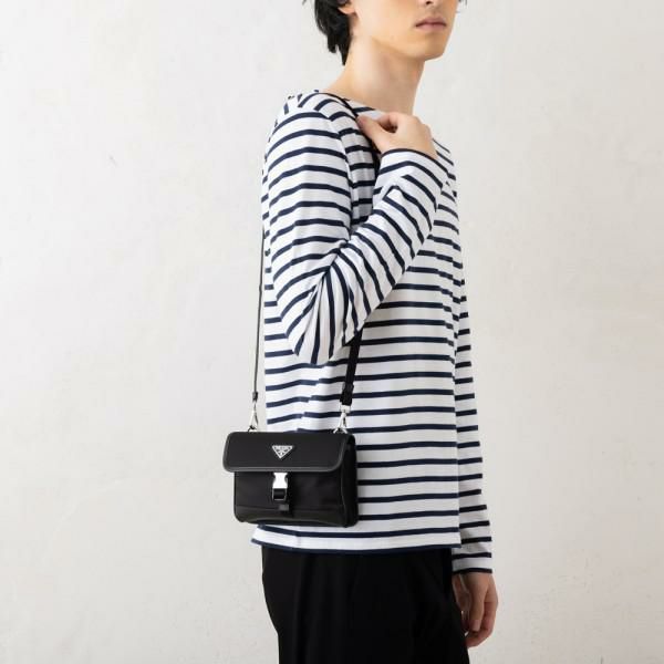 プラダ ショルダーバッグ リナイロン サファイアーノレザー スマホホルダー スマートフォンケース ブラック メンズ レディース PRADA 2ZH108 2DMH F0002