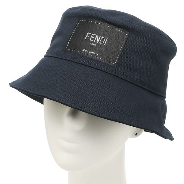 フェンディ 帽子 バケットハット ブルーキャンバス バケットハット ロゴ ブラック メンズ レディース FENDI FXQ801 AIKH F0QA2 詳細画像