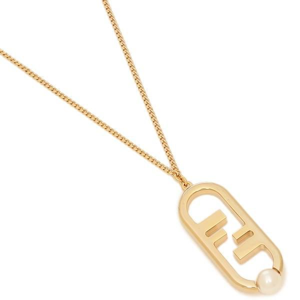 フェンディ ネックレス アクセサリー オーロック ペンダント ロゴ パール ゴールド レディース FENDI 8AH692 A5TO F09ZE