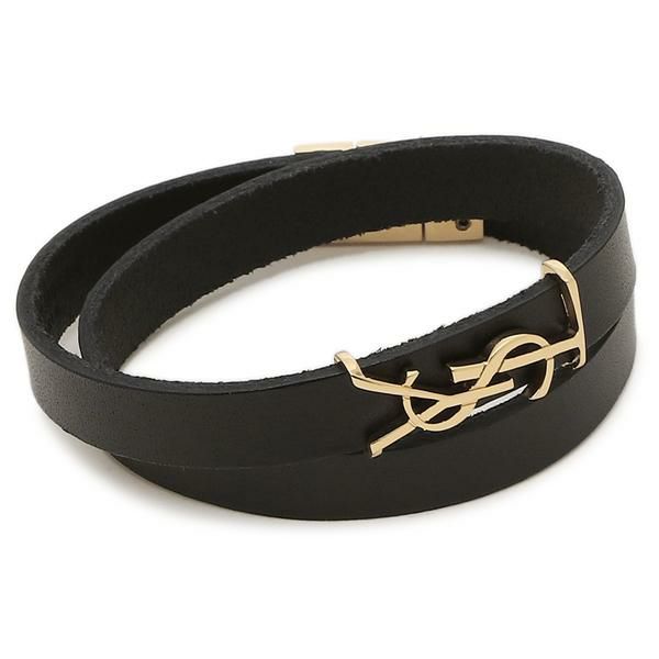 サンローランパリ ブレスレット アクセサリー オピウム ダブルラップ ロゴ ブラック メンズ SAINT LAURENT PARIS 708795 0IH0J 1000