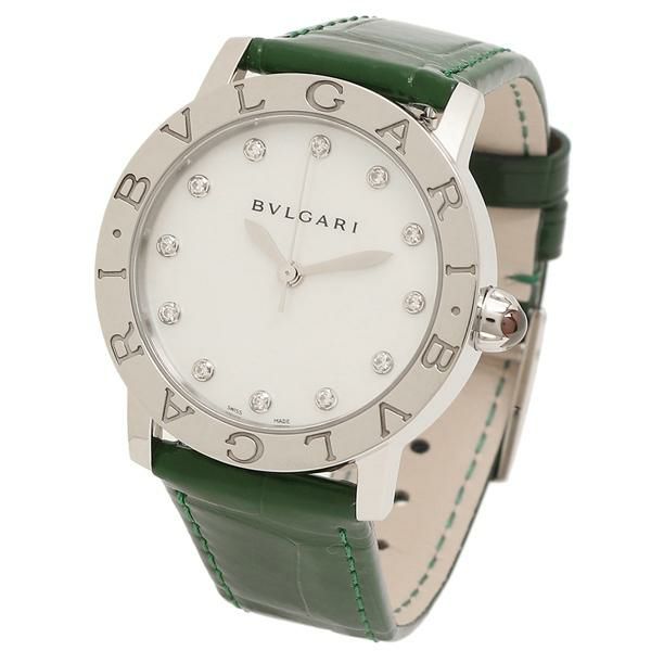 ブルガリ 時計 レディース ブルガリブルガリ 33mm 自動巻 ホワイトパール グリーン BVLGARI BBL33WSLC412 レザー 詳細画像
