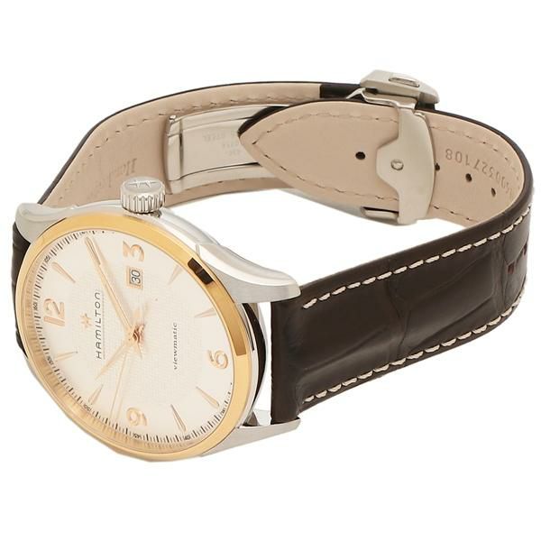 ハミルトン 時計 メンズ ジャズマスタービューマチック 44mm 自動巻 シルバー ブラウン HAMILTON H42725551 レザー 詳細画像