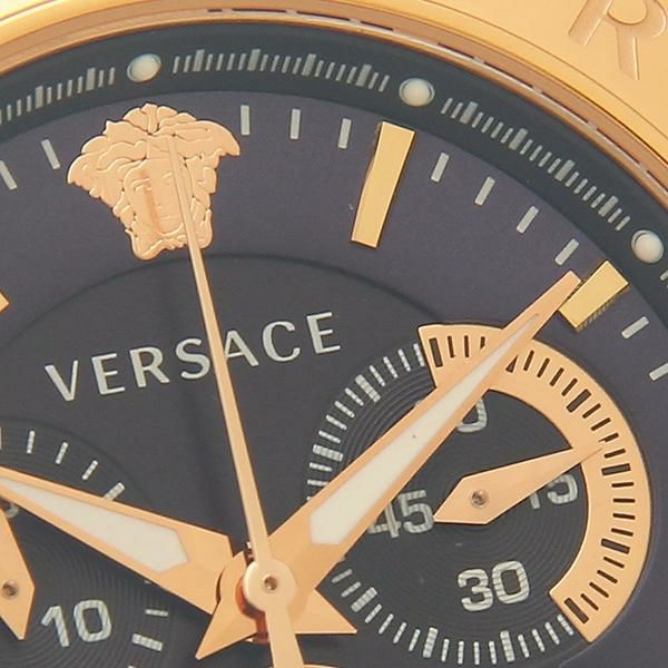 ヴェルサーチ 時計 メンズ V-レースクロノ 42mm クォーツ ネイビー ブラック VERSACE VERQ00120 レザー 詳細画像
