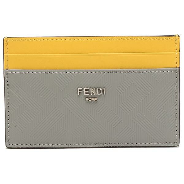 フェンディ カードケース グレー イエロー メンズ FENDI 7M0347 AJF4 F1IK1 詳細画像