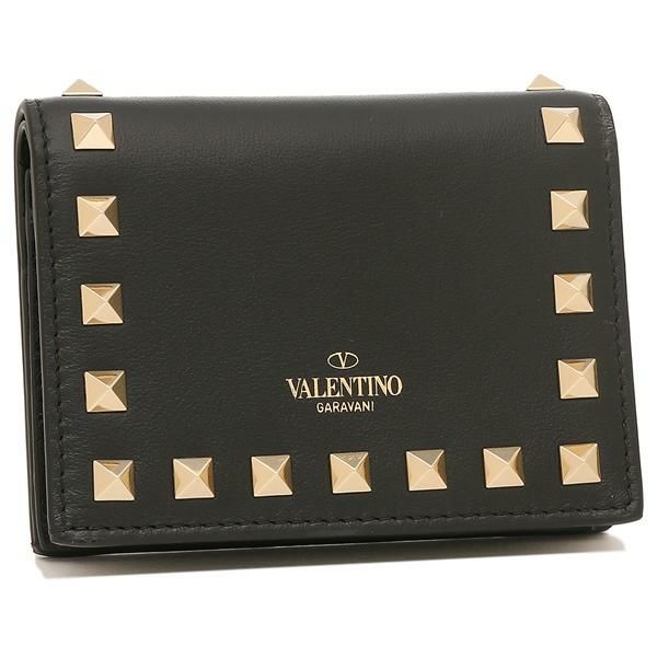 ヴァレンティノ 二つ折り財布 ロックスタッズ ミニ財布 ブラック レディース VALENTINO GARAVANI P0P39 BOL 0NO