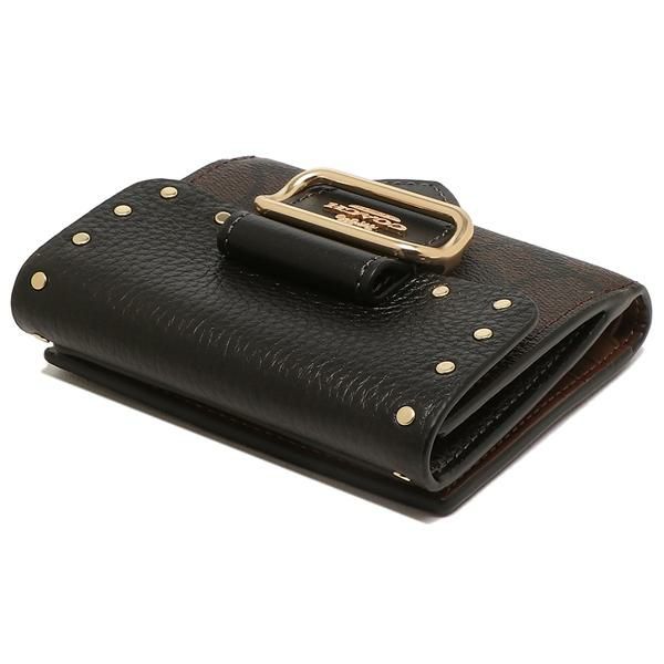 コーチ アウトレット 二つ折り財布 シグネチャー ミニ財布 ブラウン ブラック レディース COACH CF471 IMOSN 詳細画像