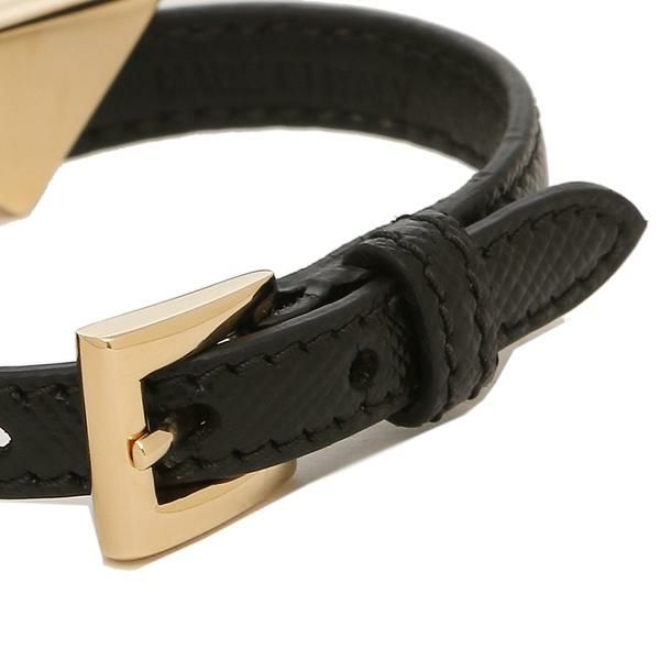 プラダ ブレスレット アクセサリー サフィアーノレザー トライアングルロゴ ブラック レディース PRADA 1IB341 053 F0002 詳細画像