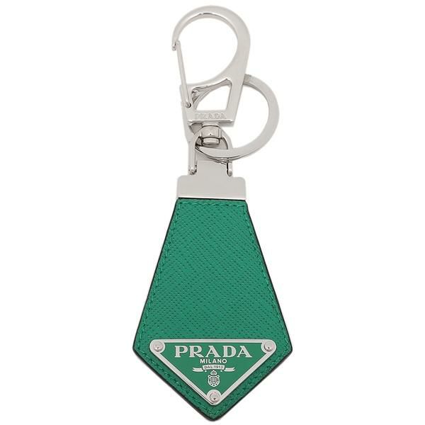 プラダ キーリング キーホルダー サフィアーノ トライアングルロゴ グリーン メンズ PRADA 2PP041 053 F0458 詳細画像