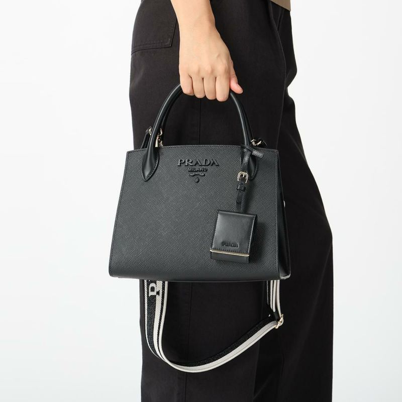 プラダ ハンドバッグ ショルダーバッグ モノクローム Sサイズ ブラック レディース PRADA 1BA156 1BA156 3OO F0002 詳細画像