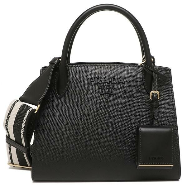 プラダ ハンドバッグ ショルダーバッグ モノクローム Sサイズ ブラック レディース PRADA 1BA156 1BA156 3OO F0002 詳細画像