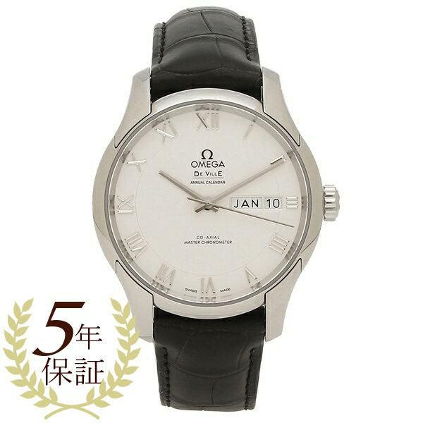オメガ メンズ 時計 デヴィルアワービジョン 41mm 自動巻き ホワイト ブラック OMEGA 433.13.41.22.02.001 レザー