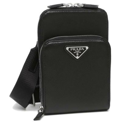 プラダ ショルダーバッグ サフィアーノ スマートフォンケース トライアングルロゴ ブラック メンズ レディース PRADA 2ZH126 053  F0002 | AXES