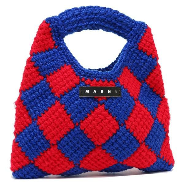 マルニ ハンドバッグ キッズ かぎ針編みバッグ ミニバッグ ロゴ ブルー レッド キッズ MARNI M00995 M00RP 0MC06 BLUE RED マルチカラー