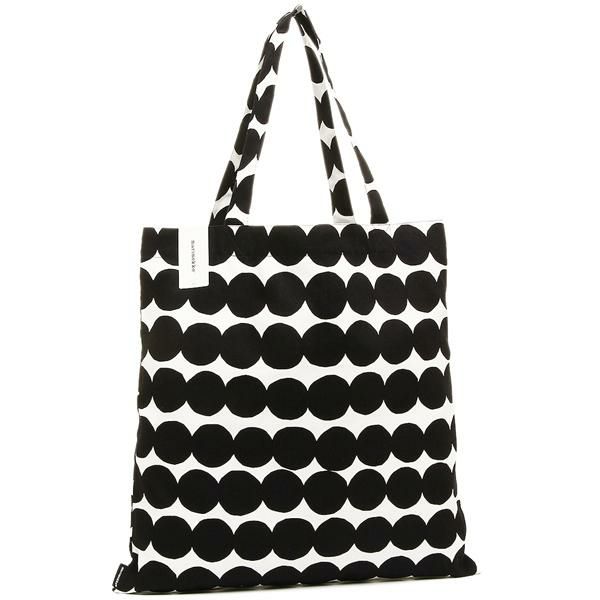 マリメッコ トートバッグ ラシィマット A4対応 ホワイト ブラック レディース MARIMEKKO 068955 190