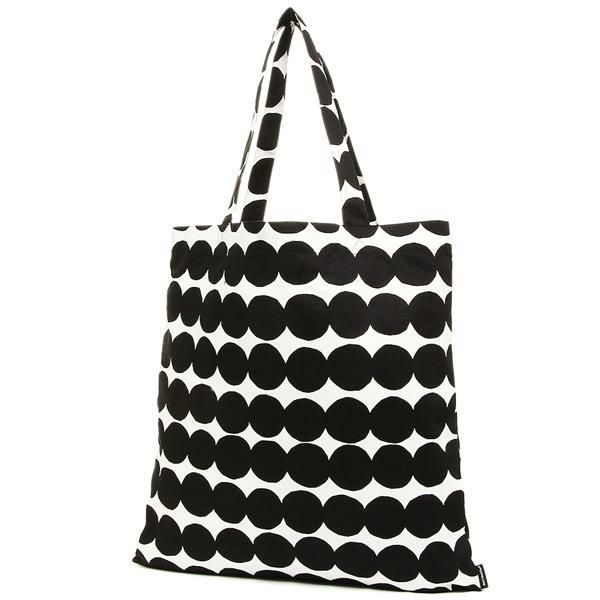 マリメッコ トートバッグ ラシィマット A4対応 ホワイト ブラック レディース MARIMEKKO 068955 190 詳細画像