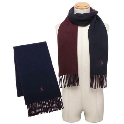 ポロラルフローレン マフラー リバーシブル ネイビー ワインレッド