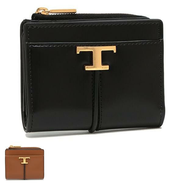 【PIZA】　TOD'S トッズ二つ折り財布本革レザーブラック黒 PIZA】 TOD'S トッズ二つ折り財布本革レザーブラック黒 トッズ