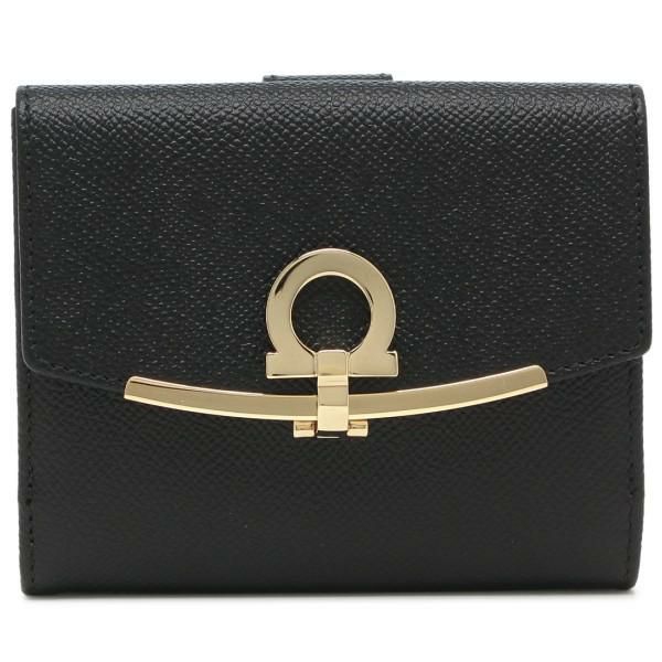 サルヴァトーレフェラガモ 二つ折り財布 ガンチーノクリップ ブラック レディース Salvatore Ferragamo 22C877 0673998 詳細画像