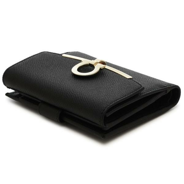 サルヴァトーレフェラガモ 二つ折り財布 ガンチーノクリップ ブラック レディース Salvatore Ferragamo 22C877 0673998 詳細画像