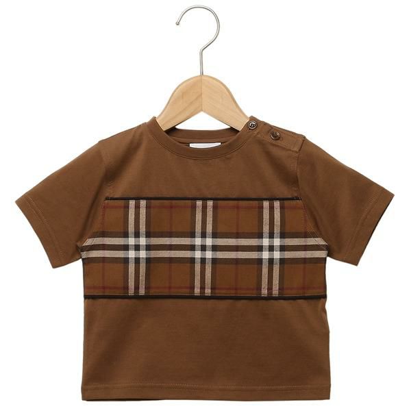 バーバリー ベビー服 Tシャツ トップス 半袖カットソー ブラウン ベビー BURBERRY 8070182 A8900 12M キッズ