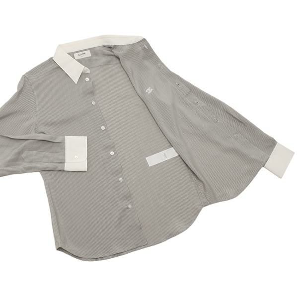 専用 セリーヌ　シャツワンピース　トリオンフ　カシミヤ　金ボタン　Sサイズ 楽天市場】CELINE セリーヌ Triomphe Stripe Silk Dress ワンピース