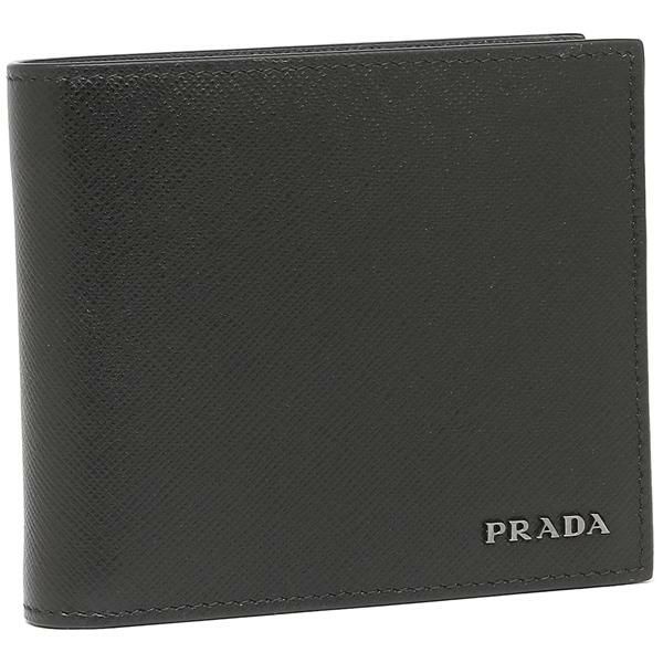 プラダ 二つ折り財布 メンズ PRADA 2MO738 C5S F0G52 ブラック ネイビー