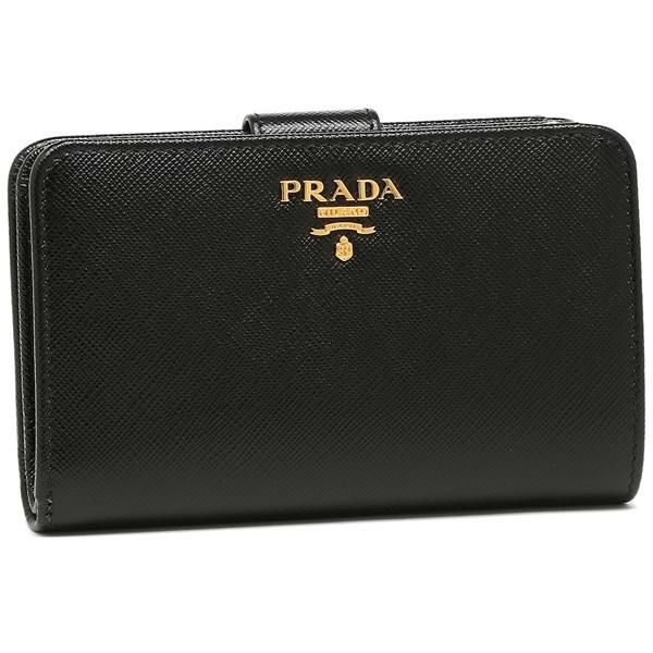 プラダ 財布 PRADA 1ML225 QWA F0002 SAFFIANO METAL ORO レディース 二つ折り財布 NERO