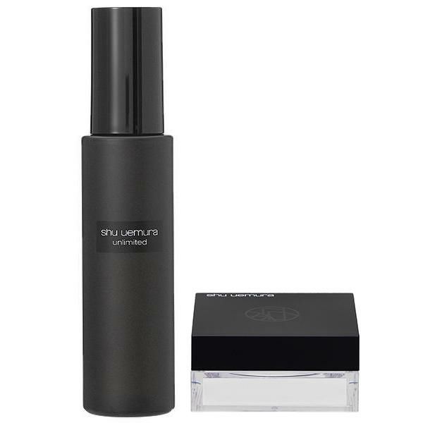 【セット】 シュウウエムラ shu uemura アンリミテッド ベースメイクアップ2点セット（フィックス ミスト 100mL + mopo ルースパウダー 15g）