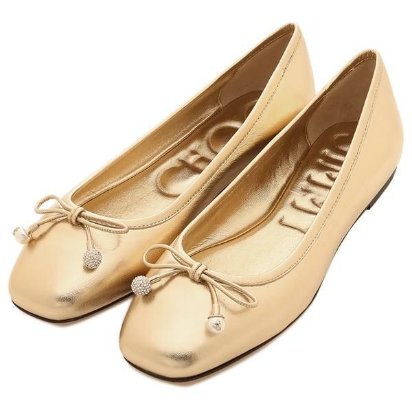 ジミーチュウ バレエシューズ フラットシューズ エルメフラット ゴールド レディース JIMMY CHOO ELMEFLAT MNA 38.5(約25.5cm)