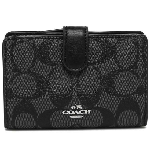 コーチ 二つ折り財布 シグネチャー ブラック レディース COACH f23553 詳細画像