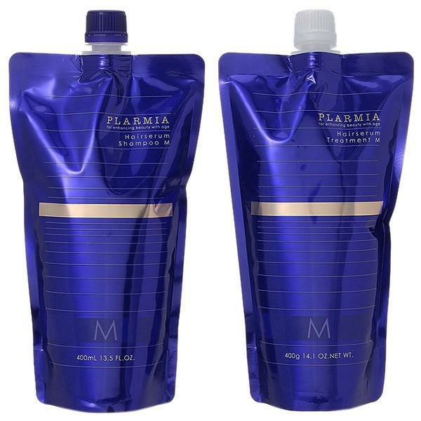 【セット】 ミルボン MILBON プラーミア ヘアセラム シャンプーM&トリートメントM 各400mL レフィルセット