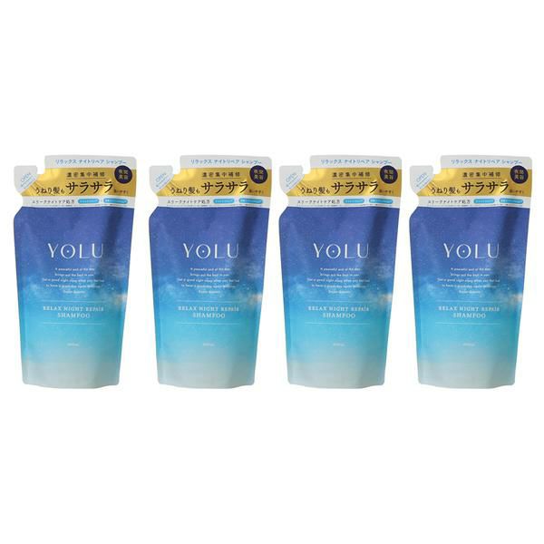 【セット】 ヨル YOLU リラックスナイトリペア シャンプー 400mL 【詰め替え用】 【ペアー＆ゼラニウムの香り】 4個セット