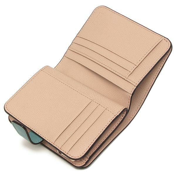 フルラ 二つ折り財布 カメリア ブルー ベージュ レディース