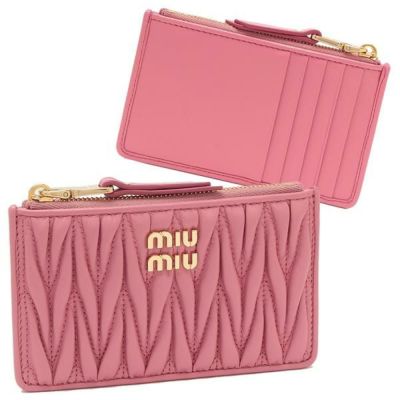 【美品】miu miu ピンク カードケース コインケース ミニ財布 miu ミュウミュウ カードケース/コインケース/名刺入れ miumiu