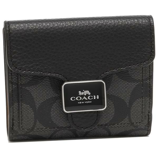 コーチ 二つ折り財布 シグネチャー ブラック グレー レディース COACH C7805 SVTSQ マルチカラー