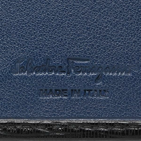 フェラガモ 二つ折り財布 メンズ Salvatore Ferragamo 66A065 0685987 ブラック ネイビー 詳細画像