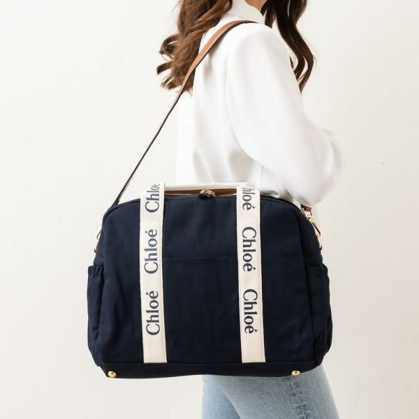 クロエ ボストンバッグ ショルダーバッグ マザーズバッグ チェンジングバッグ ネイビー ホワイト レディース CHLOE C20190 859 A4対応 2024春夏新作 マル…