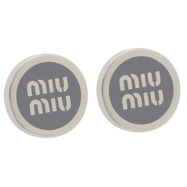 ミュウミュウ ピアス エナメルメタルピアス ロゴ ブルー シルバー レディース MIU MIU 5JO912 2F6T F0KUQ マルチカラー