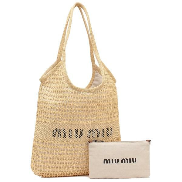 MIU MIU トートバッグ ベージュ キャンバス MIU MIU - 新品 ミュウミュウ MIU MIU トートバッグ グレー