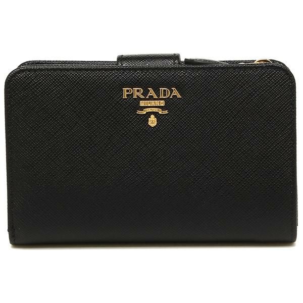 プラダ 二つ折り財布 サフィアーノマルチカラー ブラック ピンク レディース PRADA 1ML225 ZLP F061H 詳細画像
